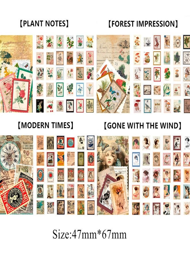 Cotrida 240pcs Vintage Postage Stamp Stickers, Aesthetic Botanical Deco Paper Sticker for Scrapbooking, Journaling Supplies, Planners, Kid DIY Art Crafts, Bullet Journal - Image 2